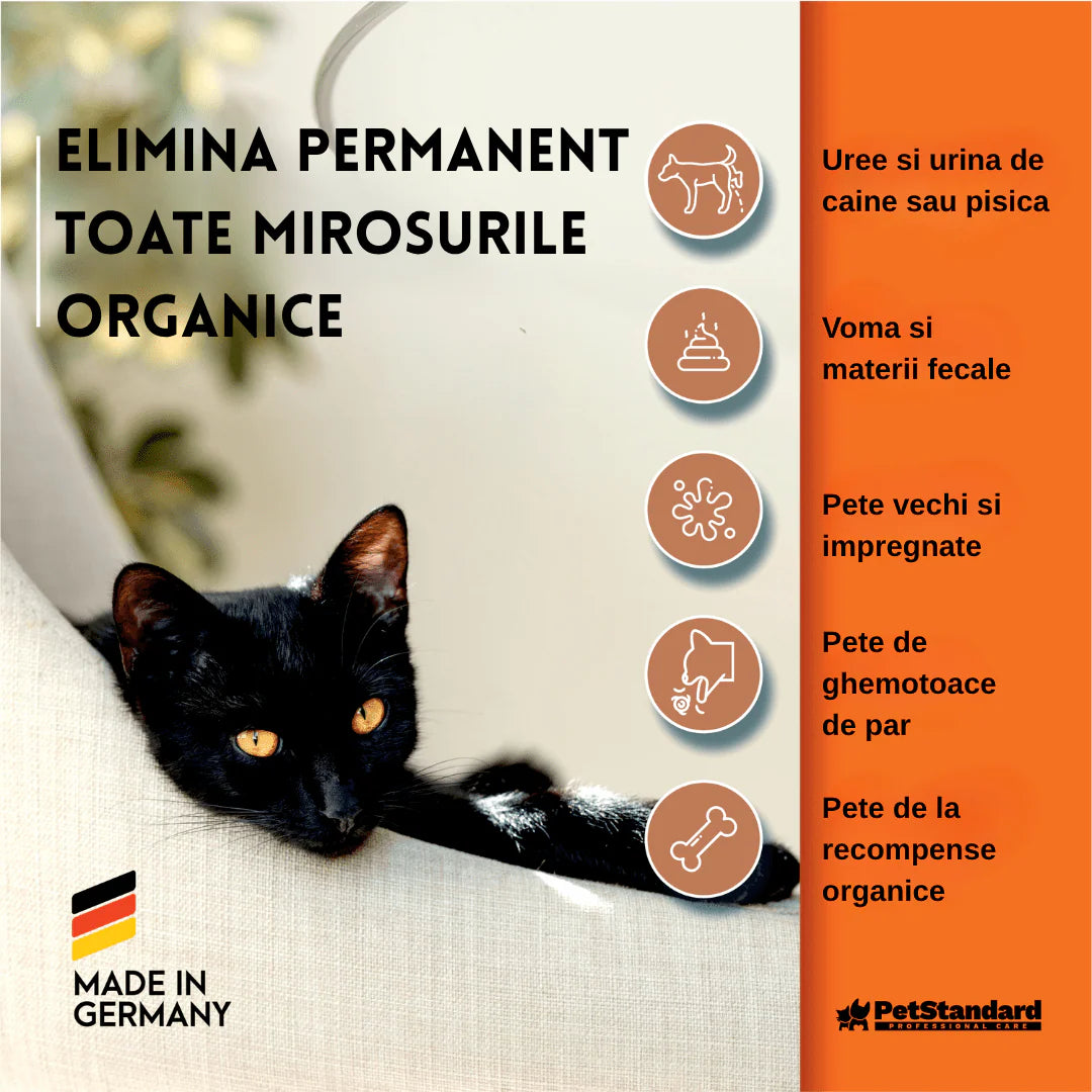 Solutie Profesionala Enzimatica pentru Eliminarea Petelor cu Neutralizare Mirosuri, Pet Standard, 750 ml